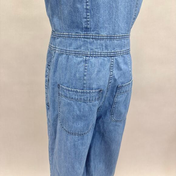 J. Crew Point Sure Patch-pocket utility jumpsuit in indigo denim Size 4 Wide Leg - Picture 11 of 16